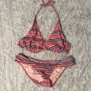 Victoria's Secret Multicolor Striped Bikini bottoms size small top size 36b